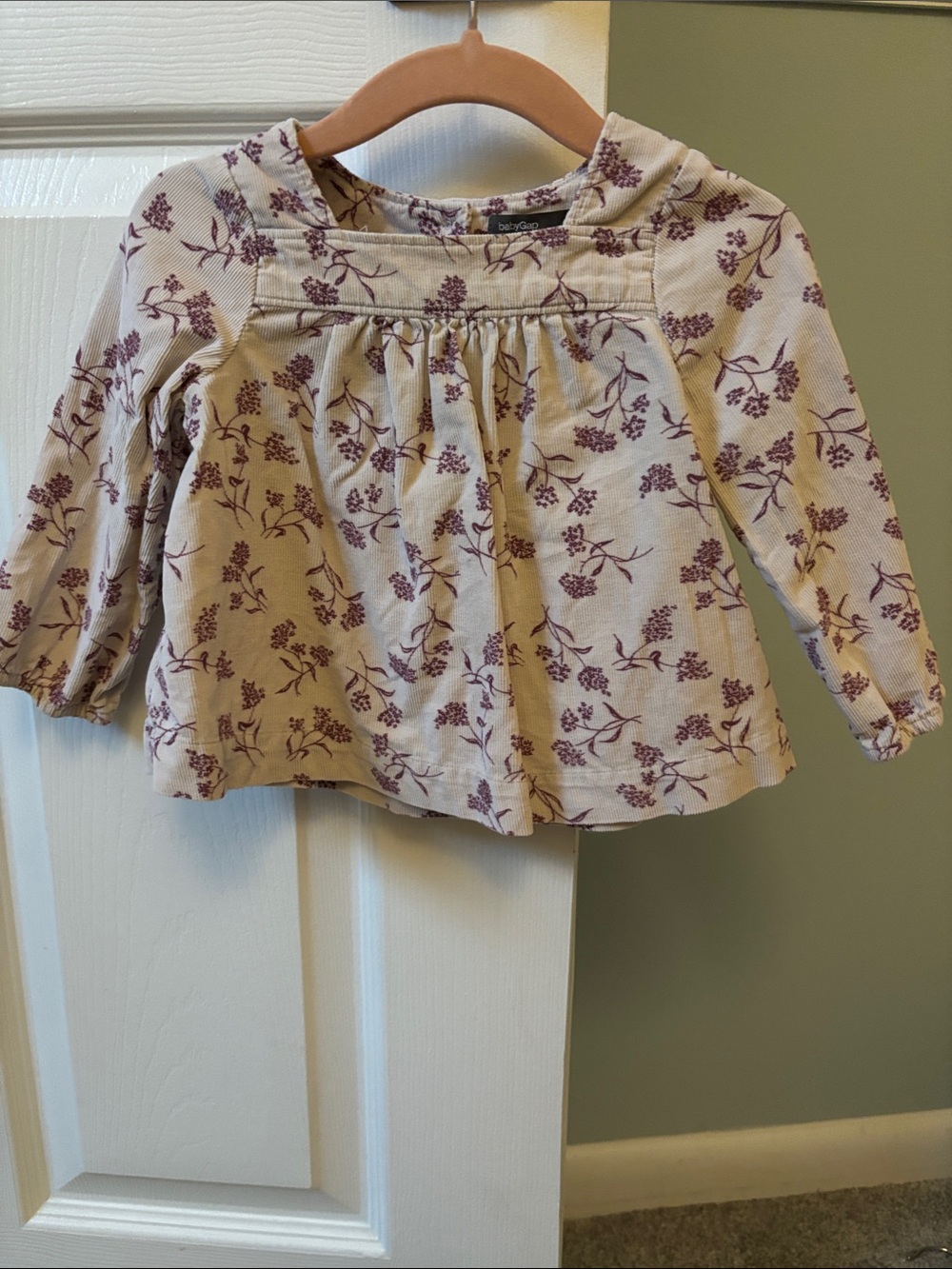 babyGap Girls' Floral Long-Sleeve Top - Cream with Purple Print